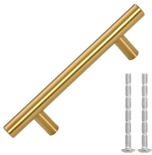 vidaXL Skåphandtag 10 st guld 64 mm rostfritt stål, dörrhandtag, möbelhandtag, handtag, lådhandtag, T-stångshandtag, draghandtag, skåpbeslag