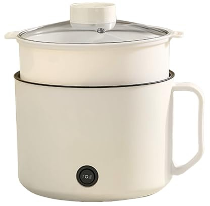 Haofy Marmite électrique multifonctionnelle, Mini cuiseur à Soupe de Nouilles Portable avec Technologie Maifanshi (Panier de Cuisson Beige et cuit à la Vapeur)