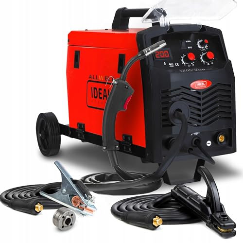 Ideal Praktik MIG 200 - Maquina de soldar de hilo sin gas y con gas de 200A con chasis - Soldadura: MIG MAG, Flux, MMA - Soldador estaño incluye inductividad