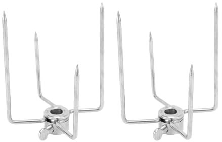 Lot de 2 Fourchettes à Rôtissoire, 4 Griffes, Fourchette à Poulet Rôti, Fourchette à Poisson, Fourchette à Viande en Acier Inoxydable pour Barbecue, Maison, Cuisine, Extérieur