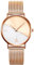 Alienwork Armbanduhr Damen Roségold Metall Mesh Armband Edelstahl Ultra-flach Elegant