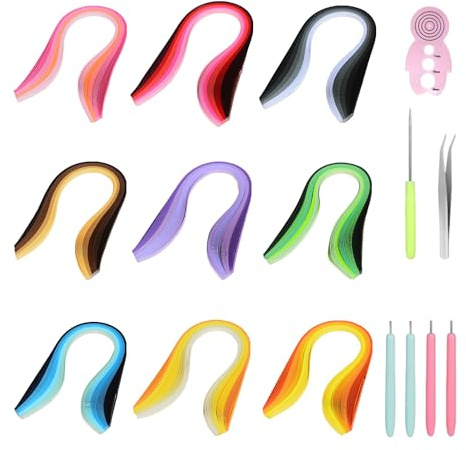 ZBHDEYG 900 piezas de papel de quilling, 1 juego de herramientas de papel para quilling, papel con 9 gradientes de color, juego de quilling de papel, tiras de papel de 3 mm, papel de manualidades para