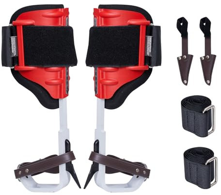 VEVOR Steigeisen Baumklettern, 1 Paar Baumklettern Ausrüstung, 158 kg Tragkraft, Baumsteigeisen mit Gurten und Spike-Schutz, Baumpflegeausrüstung, Climbing Spike Set für Kletterer, Obstpflücken, Rot