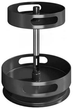 2 Tier Lazy Susan Turntable Cupboard Organiser, Rotating Spice Rack for Inside Cupboard,Metal Rotatable Spice Rack Fridge,Multi-Functional Spice Rack for Kitchen Storage & Organisation
