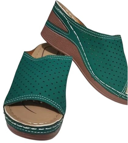 XHZPF Pantofole da esterno, scarpe, sandali estivi a cuneo per donna taglia grande(verde,36)