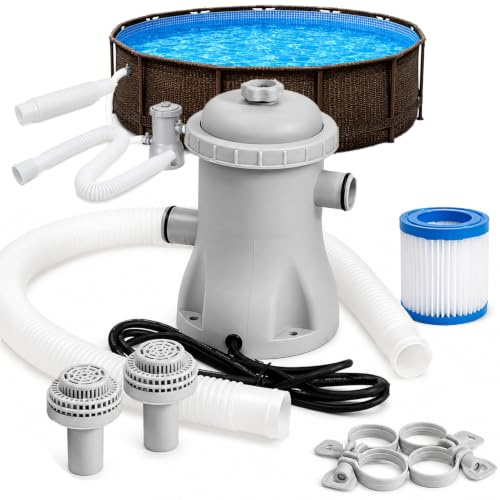 Pool Filter Pump, 330 Gallons Swimming Pool Filter Pump for Above Ground Inflatable Pools | Efficiently Swimming Pools Cartridge Filters Pumps,Electric Filters Pumps System,32mm Hoses,16W Low Noise