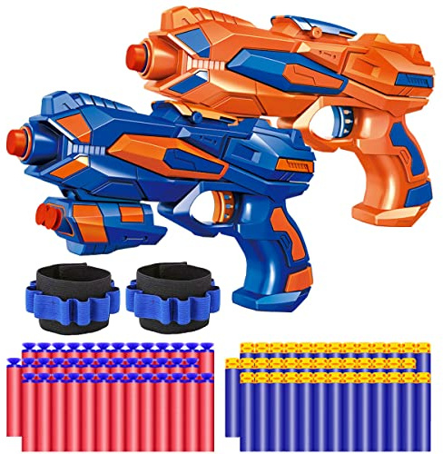 POKONBOY 2 Pack Blaster Guns Toy Guns for Boys with 60 Pack Refill Soft Foam Darts for Kids Birthday Gifts Party Supplies Hand Gun Toys for 6+ Year Old Boys