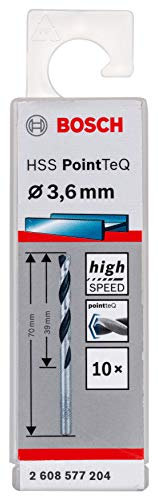 Bosch Professional 10-Piece PointTeQ HSS Twist Drill Bit (for Metal, 3.6 x 39 x 70 mm, Drill Driver Accessories)