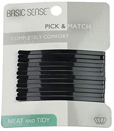 Basic Sense Jumbo Bobby Pins Hair Grips for Women 12pcs, Black-Large | Black Bobby Pins & Metal Kirby Grips for Thick Hair. Large Hair Slides 8cm/3.1in, Hair Accessories for Buns & Updos
