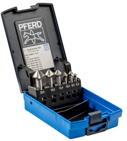 PFERD HSS-E Co5 - Set di 6 punte per svasatura, 90°, Ø 6,3-20,5 mm, DIN 335 C, 25202157
