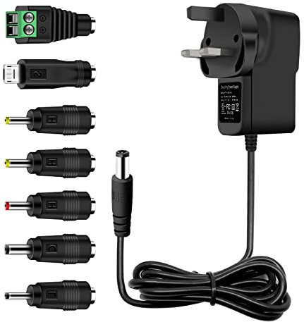 12V 1A Power Supply Adapter, Etopgo Universal AC to DC Power Adapter with 7 Tips for Electronic Devices LED Strip Lights CCTV Camera TV-Box Speakers Router Tablet