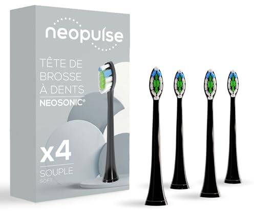 NEOPULSE® NEOSONIC - Recharge Têtes de Brosse à Dents Souples noires x4