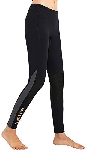 Wetsuit Pant Neoprene Pants for Women Men 3MM Snorkeling Scuba Long Pant Leggings, 2MM 1.5MM Diving Swim Tights Pants Wetsuits Shorts Sun Protection for Surfing Cold (3MM Black Women, Large)