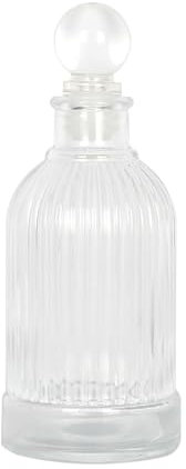 Magic Season Bottiglia di vetro decorativa - 207 ml Bottiglia rotonda a strisce verticali (1 set w/tappo di vetro)