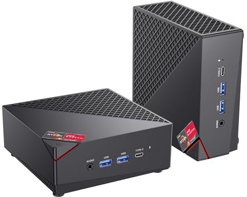 ACEMAGICIAN AM06PRO Mini PC, AMD Ryzen 7 5825U (8C/16T, hasta 4,5 GHz), Mini Ordenadores de Sobremesa 32GB RAM DDR4 512GB M.2 2280 SSD, Doble Ethernet/WiFi 6,Ordenador Pequeño,PC de Negocios