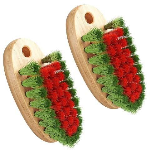 KONEX Veggie Brush - Fruit & Vegetable Produce Brush, Potato Scrubber | Food Beechwood Handle | Mushroom, Potato Scrubber Brush, Carrot or Corn Cleaner (Pack of 2)