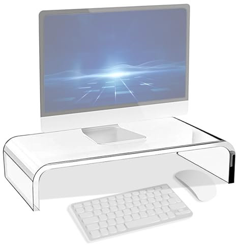 Supporto Acrilico Per Monitor Da Scrivania, Organizer Trasparente Per Computer Portatile, Schermi (36*19*10cm)