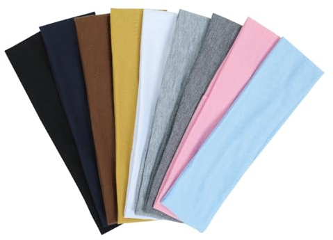 9Pcs Headbands for women Non Slip Headband, Soft Elastic Hair Bands for Women's Hair, Fashion Cotton Cloth Stretchy Sweat Bands Headbands for Sports, Makeup, Gym, Running, Yoga, Workout (9Colors-A)
