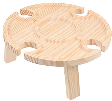 Mikinona 1stück Tragbarer Runder Holztisch Für Snacks Klappbarer Tisch Für Wein Und Für Picknicks Und Outdoor-Events Kompakt Und Leicht Aus Hochwertigem Holz Gefertigt