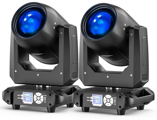 Lyre LED 200W Tête Mobile RGBW Beam Lumière de Scène, Focalisation Electronique 14 Patterns dmx512 Lampes de Fête 18 Prismes Rotation 360° Effet Arc-en-ciel Pour Noël DJ Discothèque Bar - 2PCS