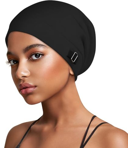 Kiiwah Bonnet Satin Cheveux Nuit, Unisexe Slouchy Beanie avec Doublure en Satin pour Dormir Bonnet de Soin Capillaire en Soie Bonnet Tricoté Doublé en Soie pour Femme et Homme