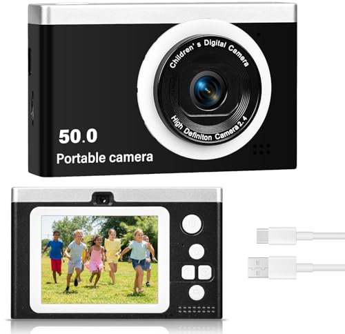 Digitalkamera 40MP 1080P FHD Fotokamera mit Autofokus 8X Digitalzoom Fotoapparat Tragbare Kompaktkamera für Kinder Teenager Anfänger Geschenk (Schwarz)
