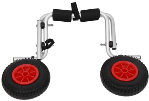 lyrlody Kajak Transportwagen, zusammenklappbar, Aluminium, große PU-Reifen für Sand und Kies, mit Solid Tires, für Boot (Silver)