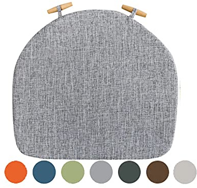 Set di 6 cuscini antiscivolo per sedia da cucina e cucina, con clip per sedie da pranzo, cuscini lavabili a forma di U, grigio, 43,2 x 43,2 cm