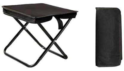 XUEQI Portable Folding Stool - Lightweight Mini Seat for Travel, Hiking, Garden, Fishing, Cricket, Beach with Storage Bag (Black)