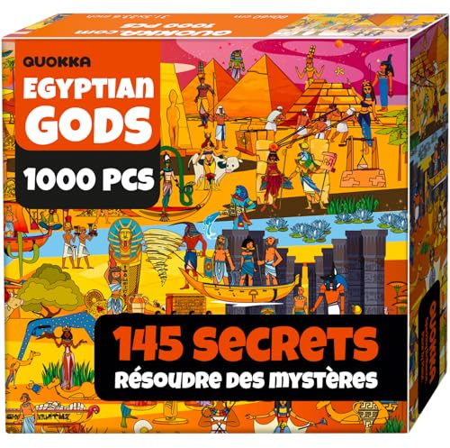 QUOKKA 1000 Piece Jigsaw Puzzle for Adults Mythories Ancient Gods Egyptian – Premium Box Packaging with Extra Fun Challenges, Perfect for Relaxation, Creativity & Gift Giving