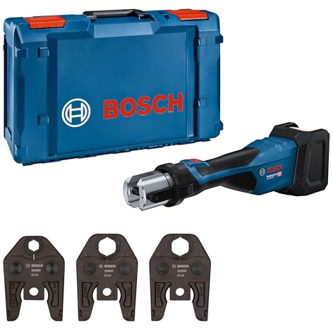 Bosch Professional 18V System Akku Presswerkzeug GPT 18V-32 (32 kN Kraft, Kunststoff-Fittings bis 110 mm, Metall-Fittings bis 54 mm, inkl. Pressbacke Stand. SV15, SV22, SV28, XL-BOXX)