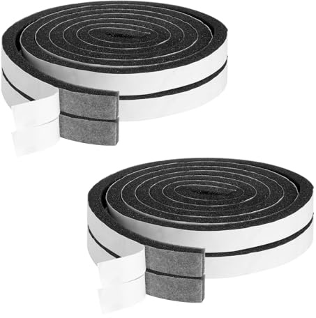 4 Rotoli Guarnizione Adesiva, 15mm x 10mm Nastro in Gommapiuma Adesiva 8m Guarnizione Porta e Finestra, Isolante Termico e Acustico Impermeabile Antispifferi per Casa e Auto