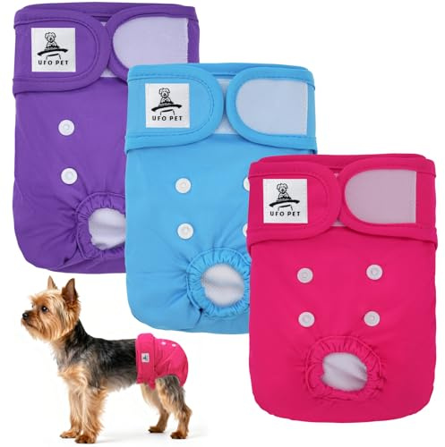 UFO PET Mutandine Cane Femmina Calore Lavabili S (3 Pezzi), Assorbenti per Cani e Gatti, Pannolini da Ciclo per Femmine Cani
