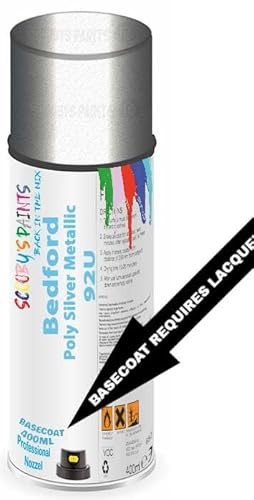 Aerosol Spray Paint Compatible with Bedford Poly Silver Metallic 92U Available in Direct Gloss, Cellulose or Basecoat (Basecoat Aerosol)