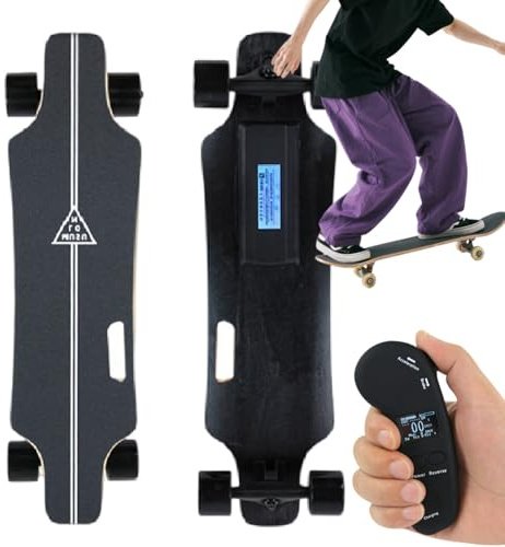 Electric Skateboard,Electric Longboard Skateboard,With Upgraded Lcd Remote Controlfor,Top Speed Up To 29 Mph,4 Speed Smooth Braking, Easy Carry Handle Design,For Adults&Teens Endurance(dualdrive)30km
