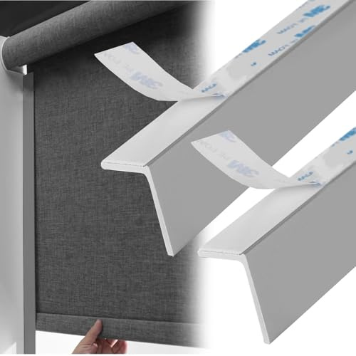 PVC Blinds Light-Blocking Strips Self Adhesive, Light Blocking Strips L-Shaped Blackout Light Blockers Side Tracks, Interior Window Gap Edge Strip Privacy Custom(Gray,38in/97cm)