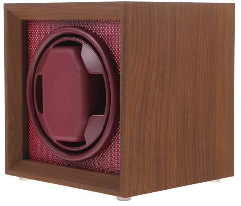 Milisten Caja Enrolladora Automática para Relojes Mecánicos, Madera de Nogal Negro Interior Abs Rojo Burdeos, Soporte Giratorio 3 Modos Ajustables, Estuche para Coleccionistas y Uso Diario