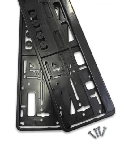 2 x Plain Number Plate Holders & Surround Frames Black – Front & Rear | Universal Fit UK/EU 520×110mm – for Car Van Caravan Trailer – Registration Plate Holder & License Plate Holder UK by Lumarro
