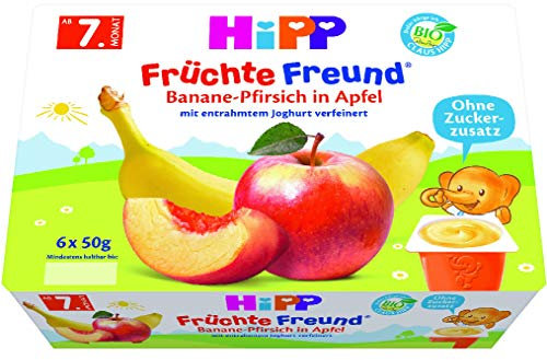 HiPP Früchte-Freund Banane-Pfirsich in Apfel, 1er Pack (6 x 50 g)