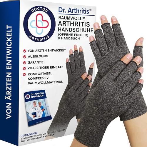 Von Ärtzten Entworfen, Kompressionshandschuhe, Athrose Handschuhe, Handbandage für Sehnenscheidenentzündung, Bequeme und Stützende Fingerlose Arthritis Handschuhe, 1 Paar, S