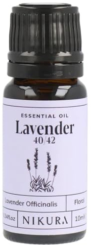 Nikura Lavender 40/42 Essential Oil - 10ml | 100% Pure Natural Oils | Perfect for Aromatherapy, Diffusers, Soap Making, Candle Making | Great for Sleep, Skin, Hair Care | Vegan & UK Made