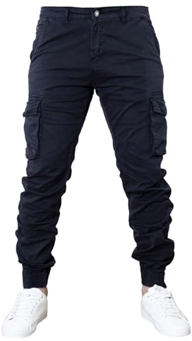Toocool Pantaloni Uomo Cargo Militari tasconi Laterali Casual Cotone G6538 [38/tg 52,G6570 Blu]