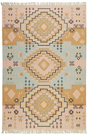 Kelim Teppich handgewebt - Naturfaser Läufer & Teppiche bestens geeignet fürs Wohnzimmer & Schlafzimmer, Handwebteppich & Wollteppich, nachhaltig & hochwertig, 160 x 230 cm, Bunt meliert - Mayenne