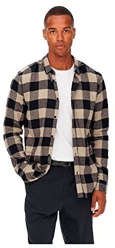 ONLY & SONS Herren Freizeithemd ONSGUDMUND Checked Shirt Grösse XS S M L XL XXL, Größe:XL, Farbe:Dark Navy 22007112