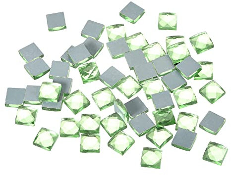 sourcing map Mosaïque Carrelage Tuile Tesselle, 13 Faces Paillettes Cristal pour Artisanat Vrac, Art Vitrail Verre 1 x 1cm pour Fait Main Bijoux Art Loisir Creatif (Paquet de 55, Vert)