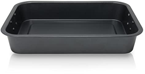 KRÜGER Grill- und Auflaufform Carbon-Stahl - Auflaufform mit Antihaft-Versiegelung - backofenfest bis 240°C - ideal für Braten, Hähnchen, Kartoffeln, Lasagne & zum Überbacken (40 x 29 x 6,5 cm)