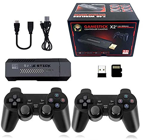 Retro Games Console,X2 Plus Game Stick Retro Console Double Wireless Controller,40000+ Games,128GB