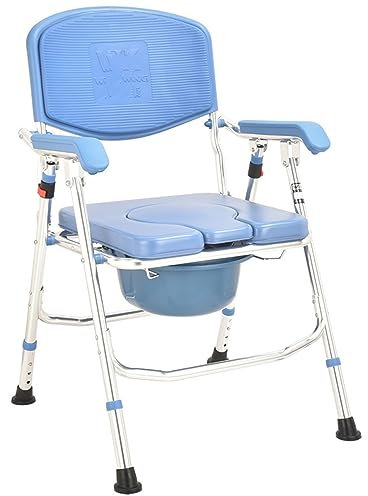 Sedia da Toilette per Doccia Regolabile in Altezza,Pieghevole Casa Sedia da Toilette Bagno con Bracciolo E Schienale,Portatili Antiscivolo Sedie A Rotelle Bagno per Anziani Disabili A