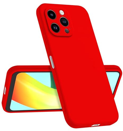 Longstong Funda Compatible con Smartphone, Compatible with iPhone 15 Pro (6.1), Delgada Antigolpes Personalizada Diseño Minimalista - Rojo Chino