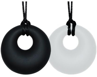 Kauhalsband, 2 Stück, sensorisches Teether Spielzeug zum Kauen für Kinder, Jungen, Mädchen, ADHS, Autismus, Beißen, Sicherheit aus lebensmittelechtem Silikon